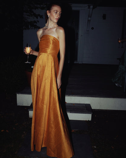 Katherine Linen Maxi Dress in Marigold