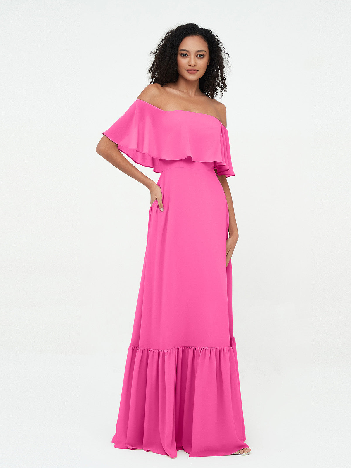 Azalea Chiffon Off-Shoulder Gown
