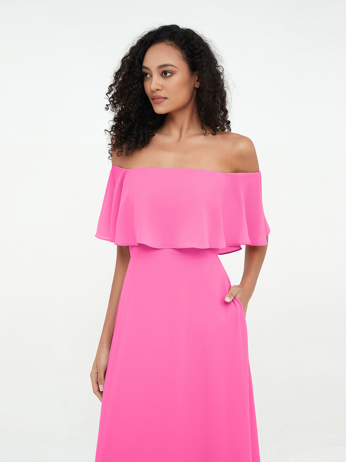 Azalea Chiffon Off-Shoulder Gown