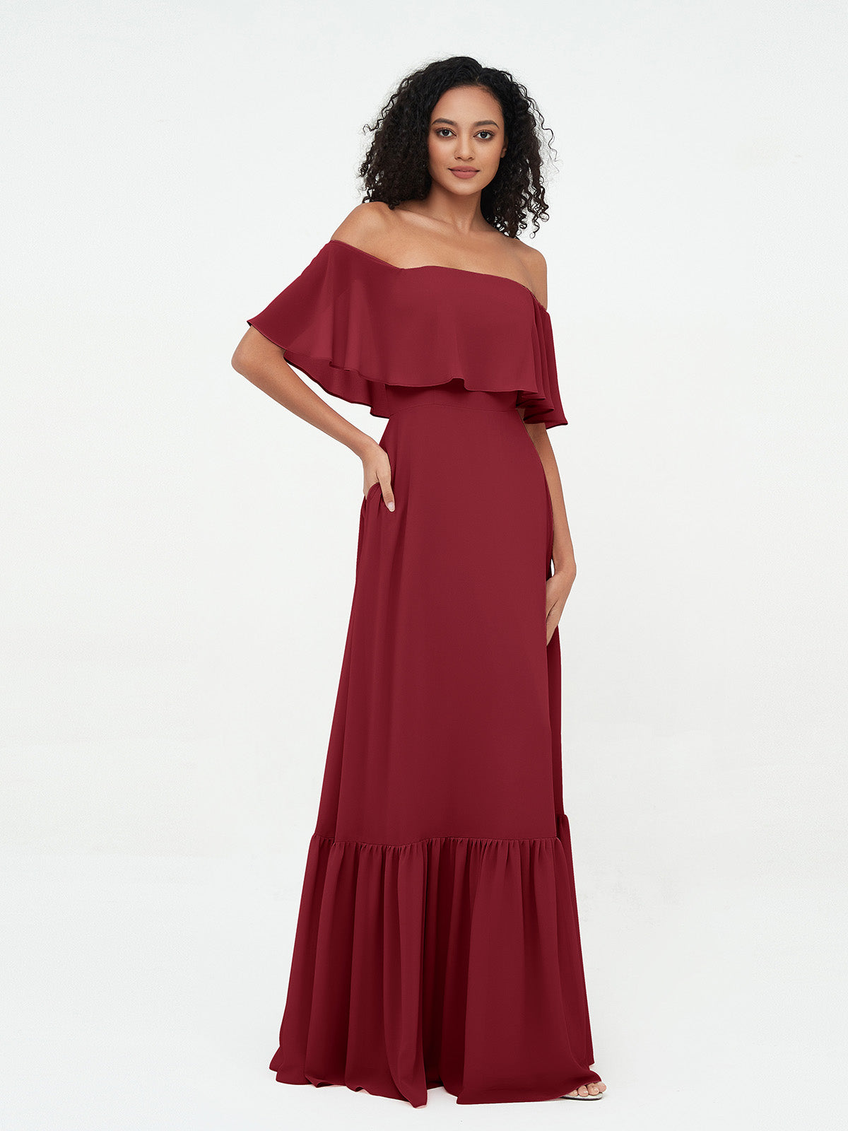 Azalea Chiffon Off-Shoulder Gown