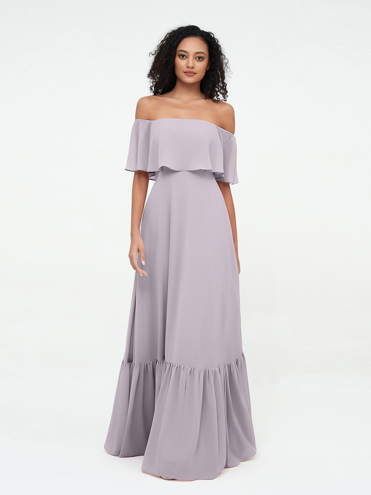 Azalea Chiffon Off-Shoulder Gown
