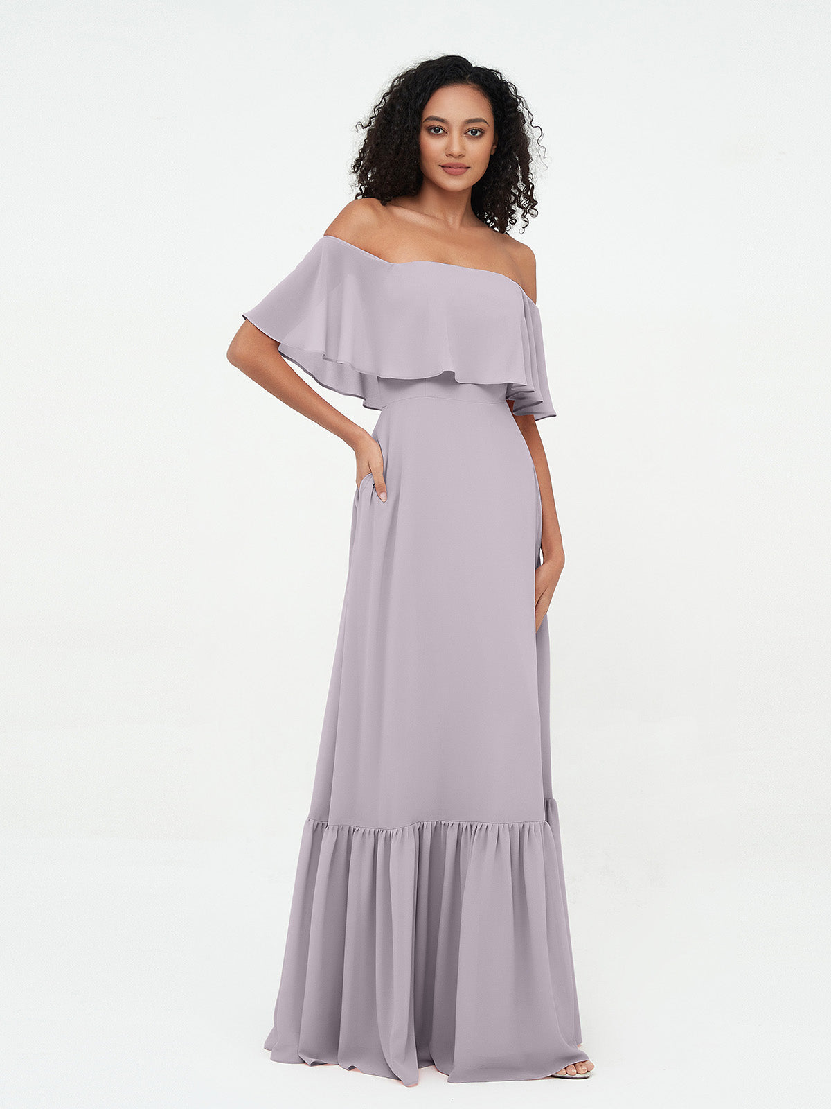 Azalea Chiffon Off-Shoulder Gown