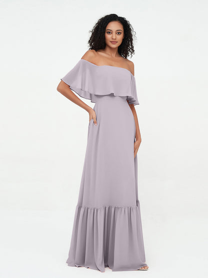 Azalea Chiffon Off-Shoulder Gown