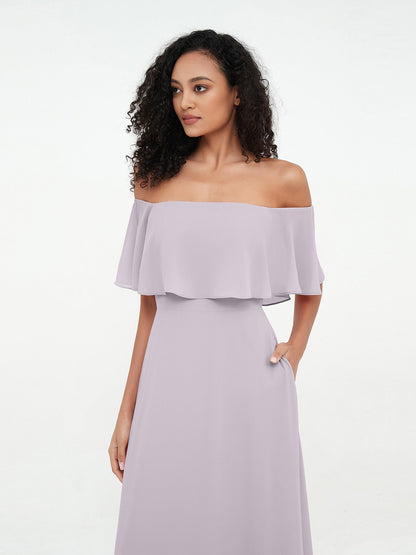 Azalea Chiffon Off-Shoulder Gown