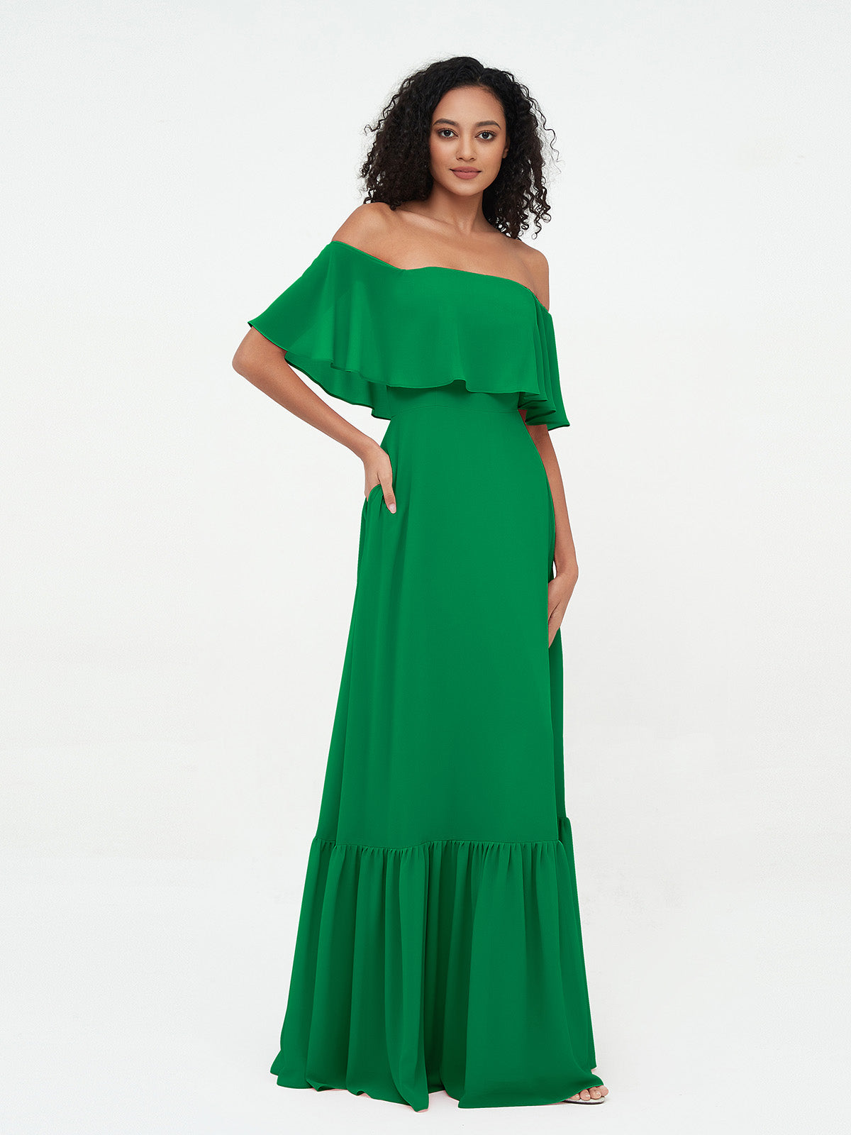 Azalea Chiffon Off-Shoulder Gown