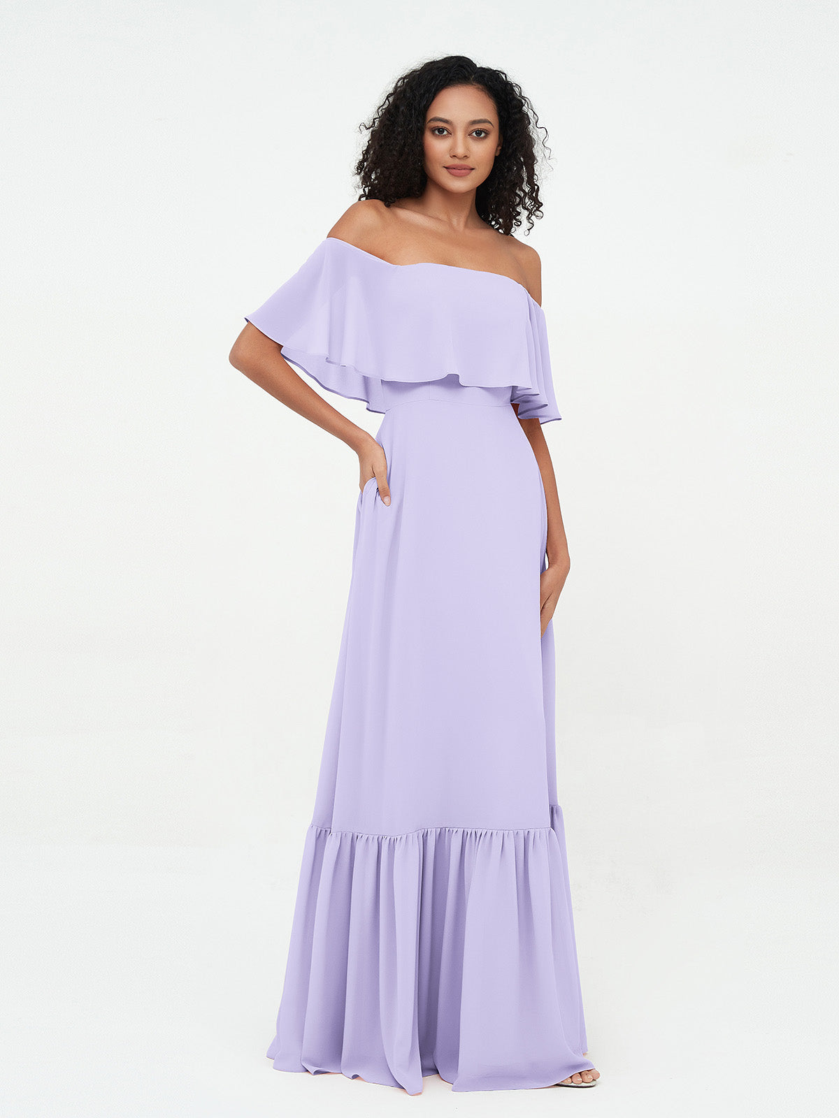 Azalea Chiffon Off-Shoulder Gown