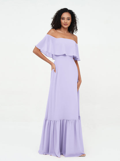 Azalea Chiffon Off-Shoulder Gown