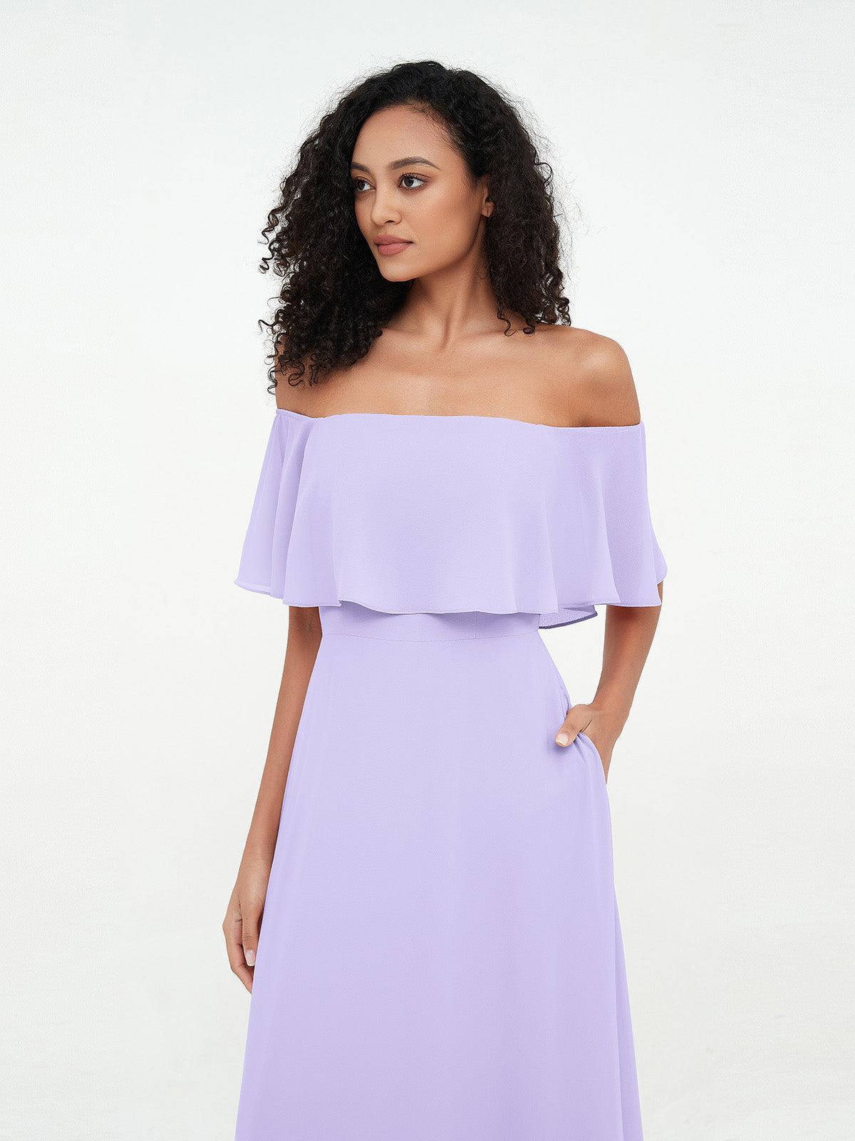 Azalea Chiffon Off-Shoulder Gown
