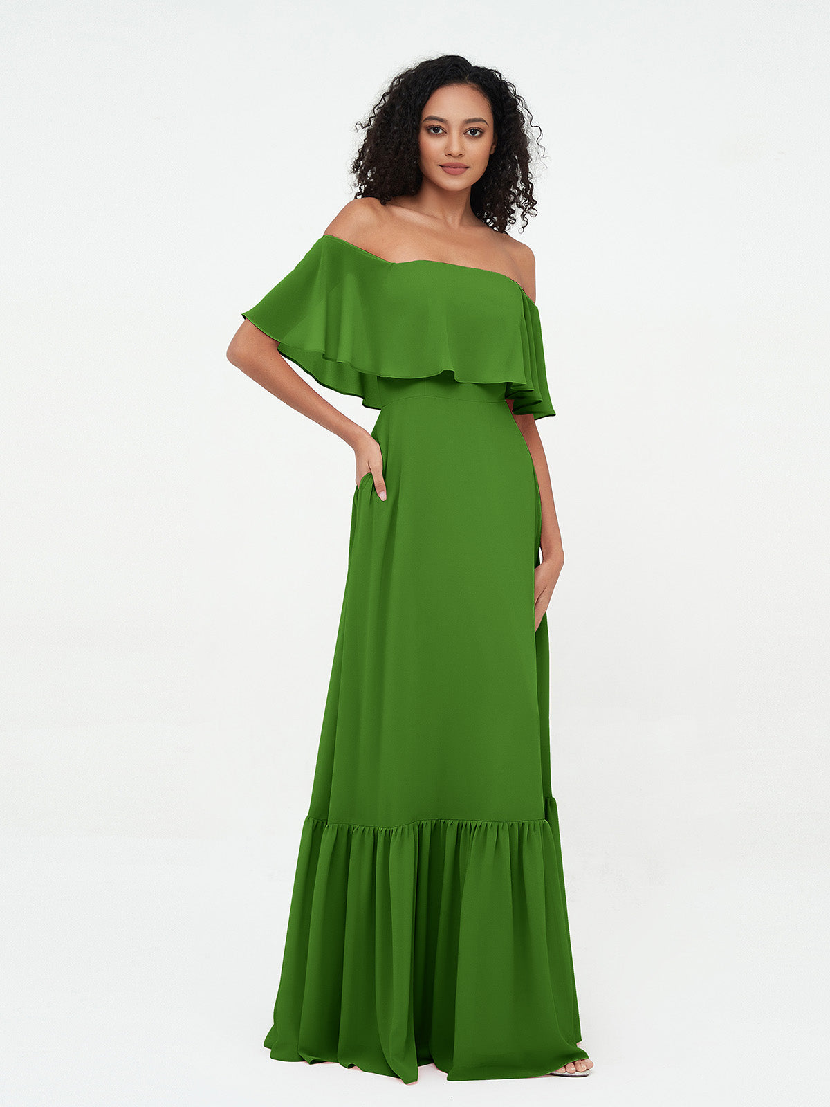 Azalea Chiffon Off-Shoulder Gown