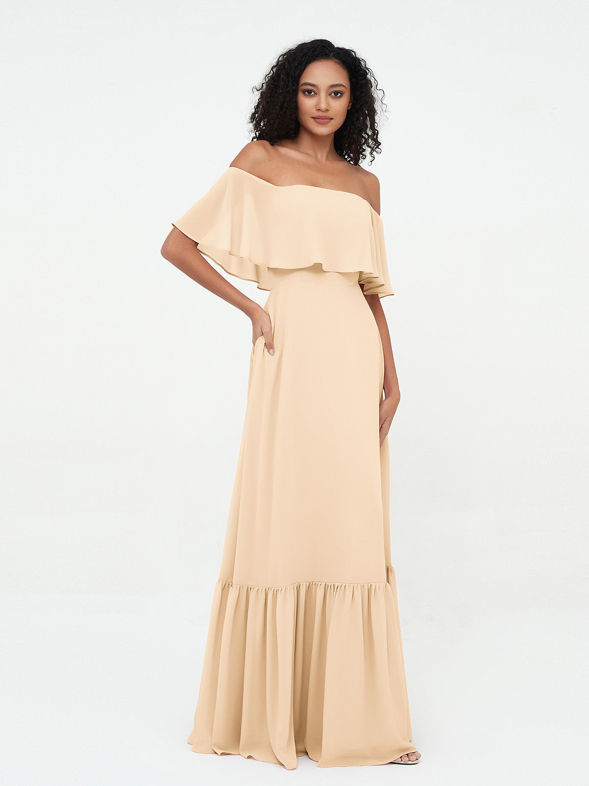 Azalea Chiffon Off-Shoulder Gown