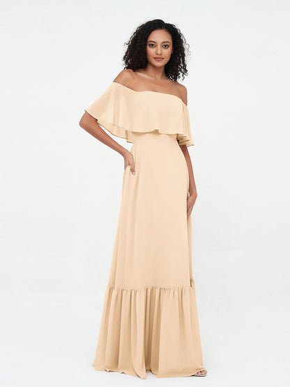 Azalea Chiffon Off-Shoulder Gown
