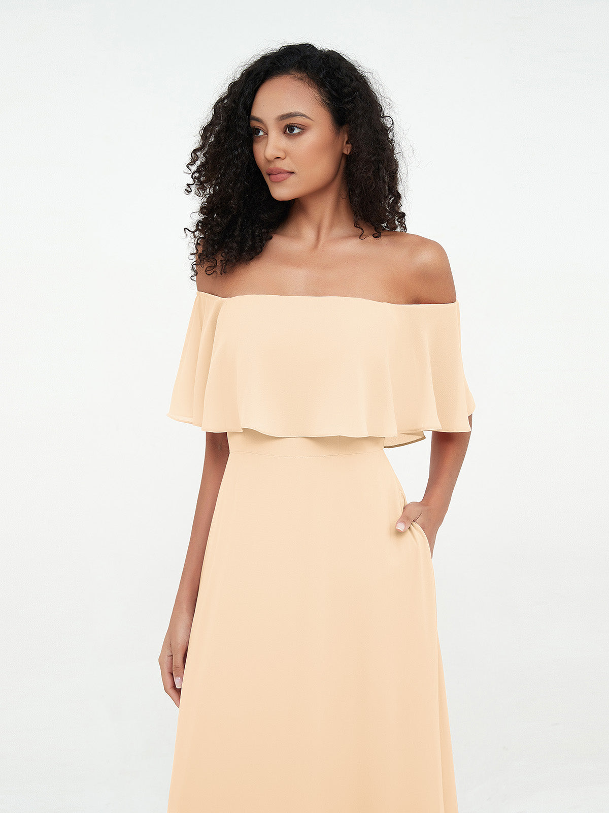 Azalea Chiffon Off-Shoulder Gown