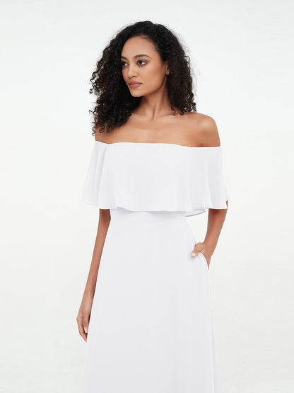Azalea Chiffon Off-Shoulder Gown