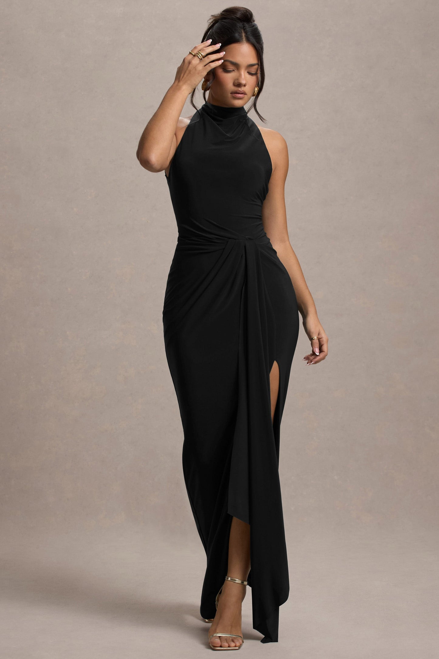 Khari Twisted Maxi Dress in Black