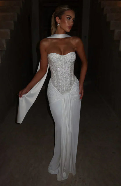NATHALIE STRAPLESS EMBELLISHED GOWN