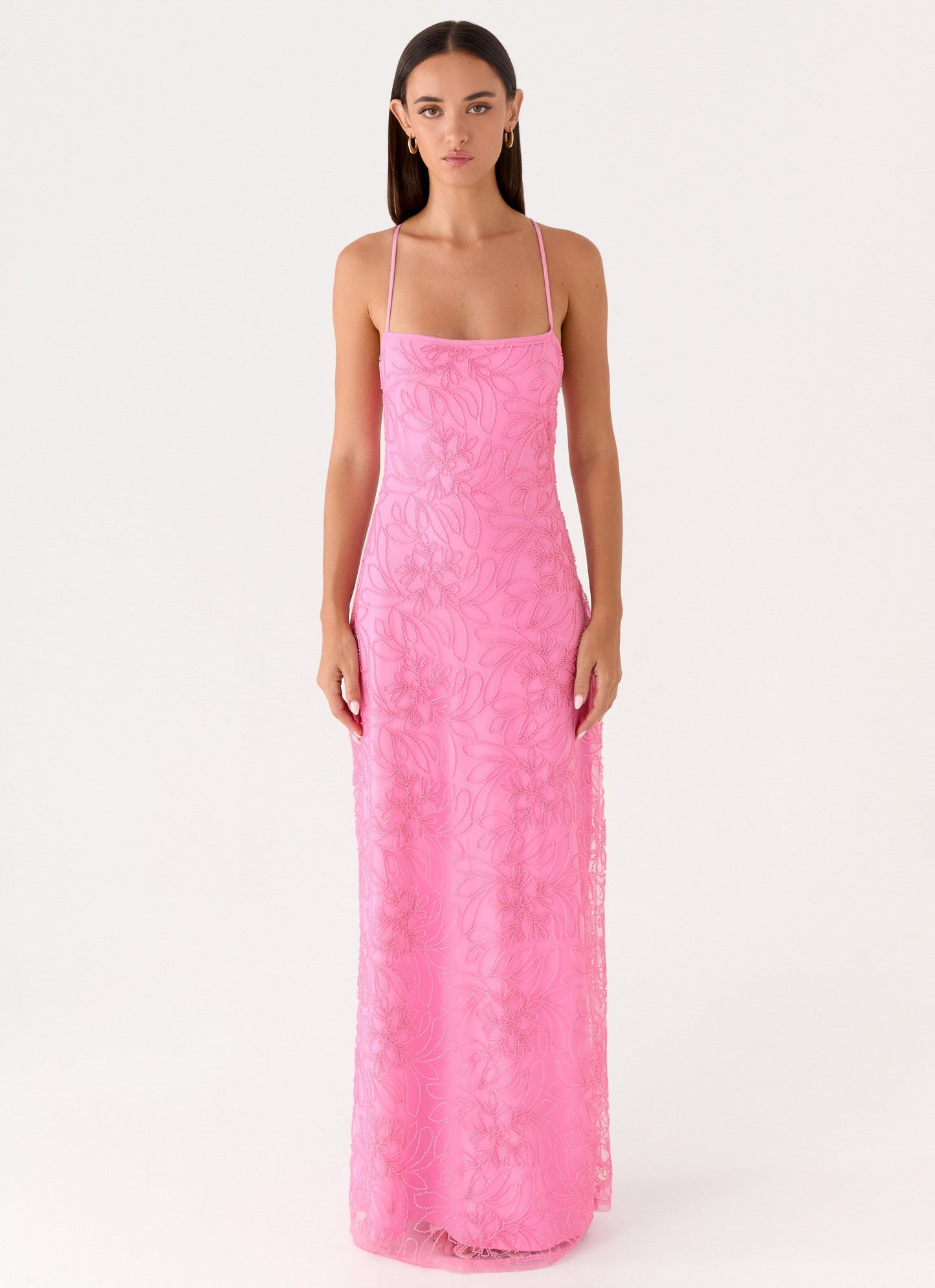 Wonyoung Beaded Maxi Dress in Blush