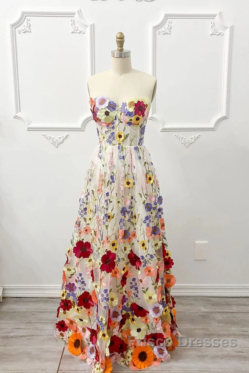 Ophelia Floral Embroidered A-Line Gown