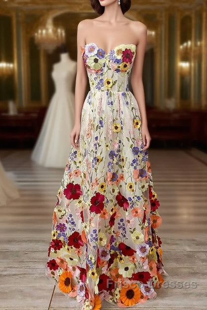 Ophelia Floral Embroidered A-Line Gown