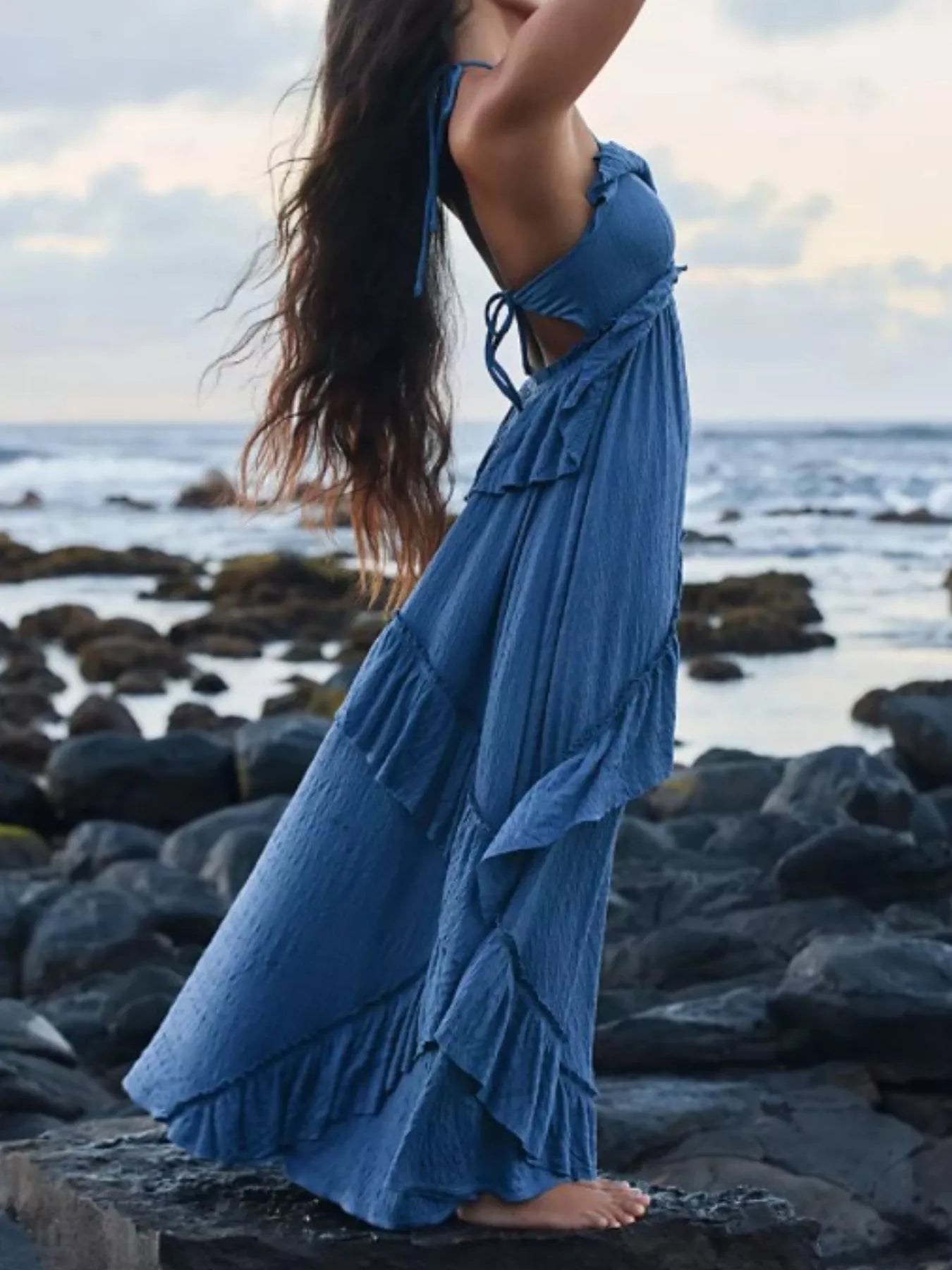 Arabella Ruffled Halter Maxi Dress