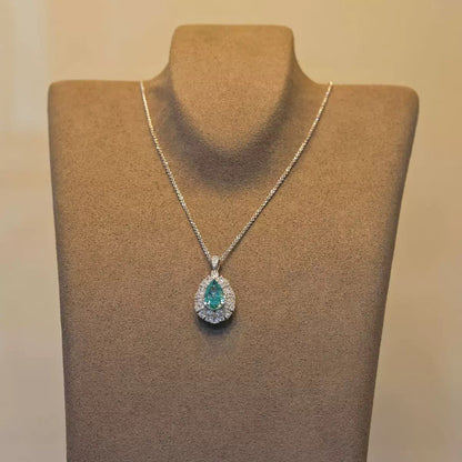 6.2ct Drop Shaped Paraiba-Inspired Necklace