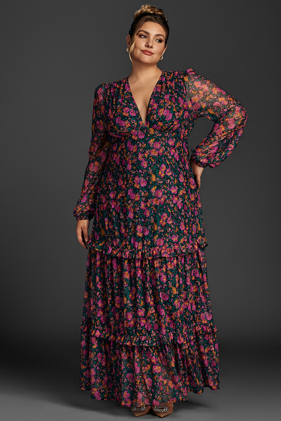 Isabelle Floral Lantern Sleeve Maxi Dress