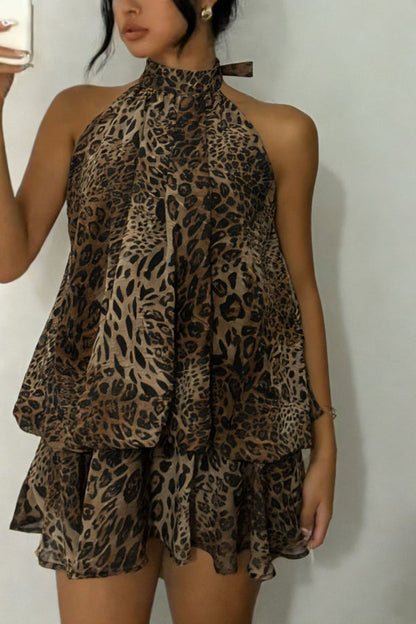 Valentina Chiffon Halter Mini Dress