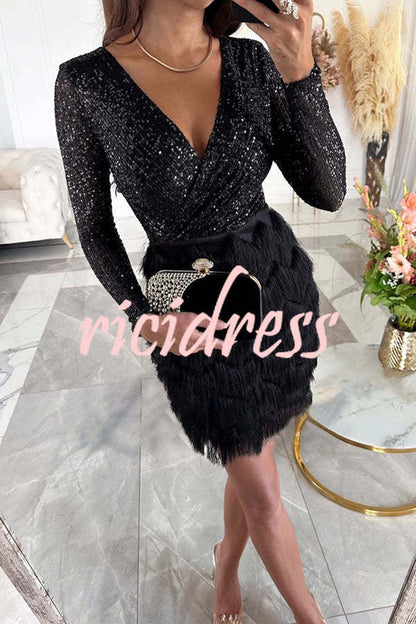 Vivienne Sequin Fringe Mini Dress