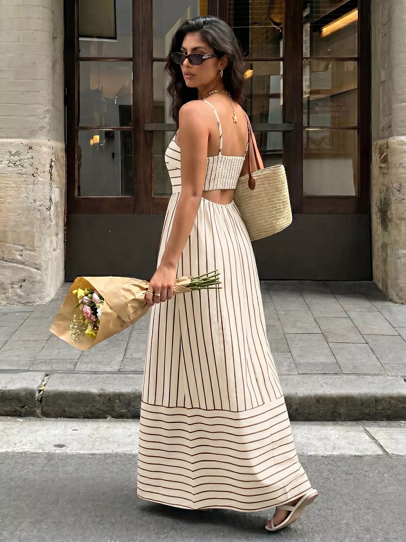 Celeste Striped Linen Maxi Dress