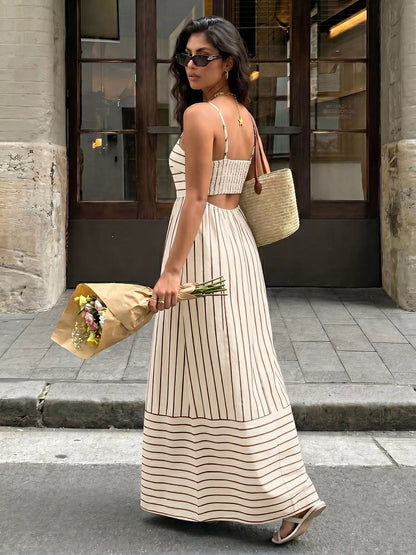 Celeste Striped Linen Maxi Dress