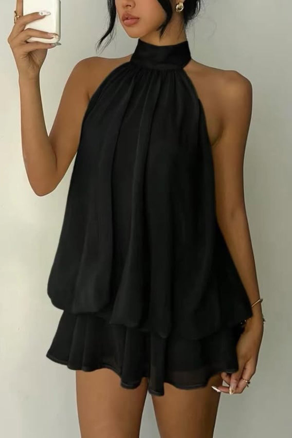 Valentina Chiffon Halter Mini Dress