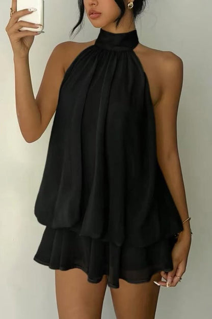 Valentina Chiffon Halter Mini Dress
