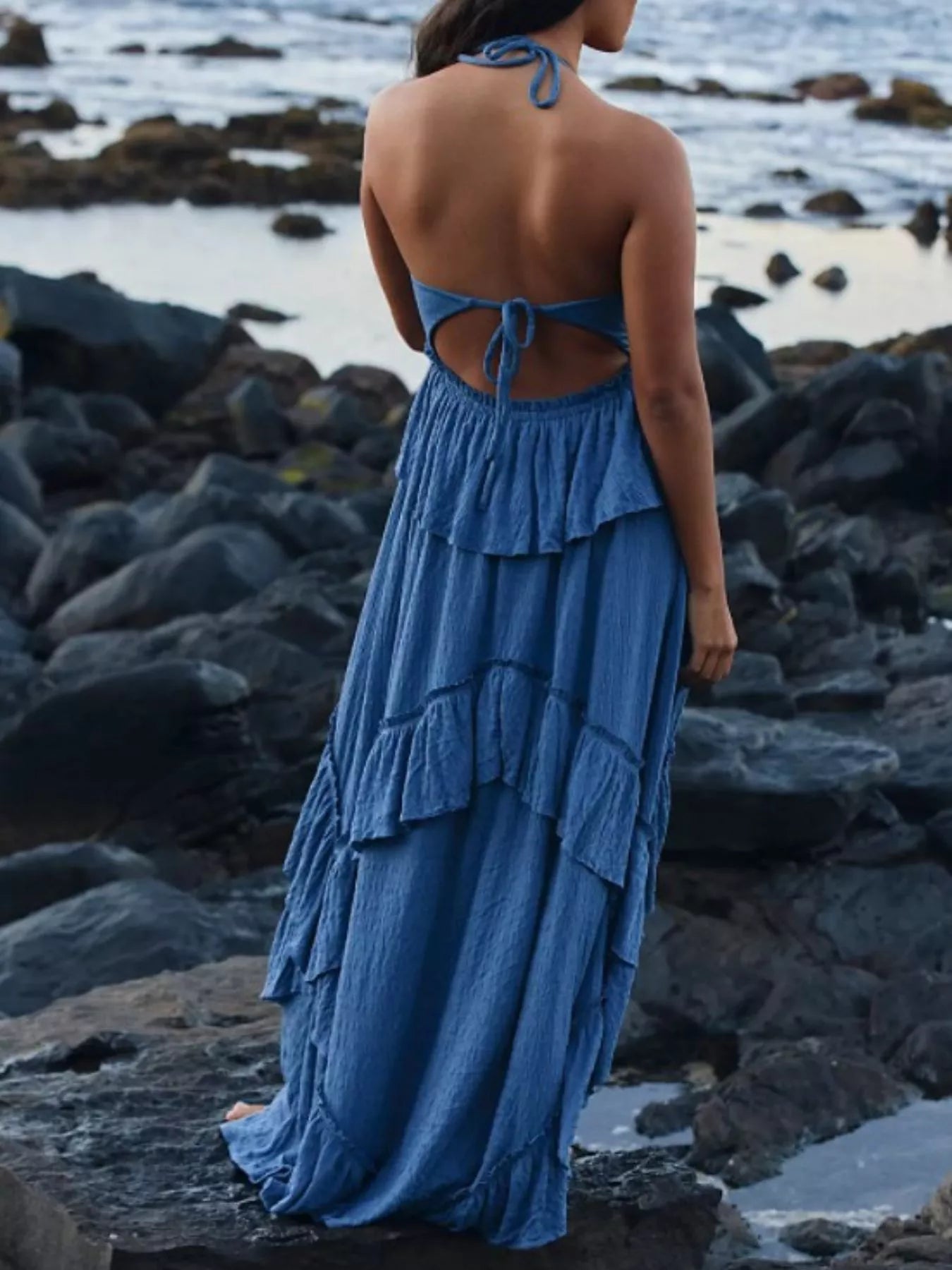 Arabella Ruffled Halter Maxi Dress