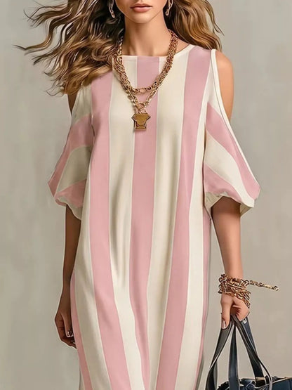 Isadora Striped Cold Shoulder Maxi Dress