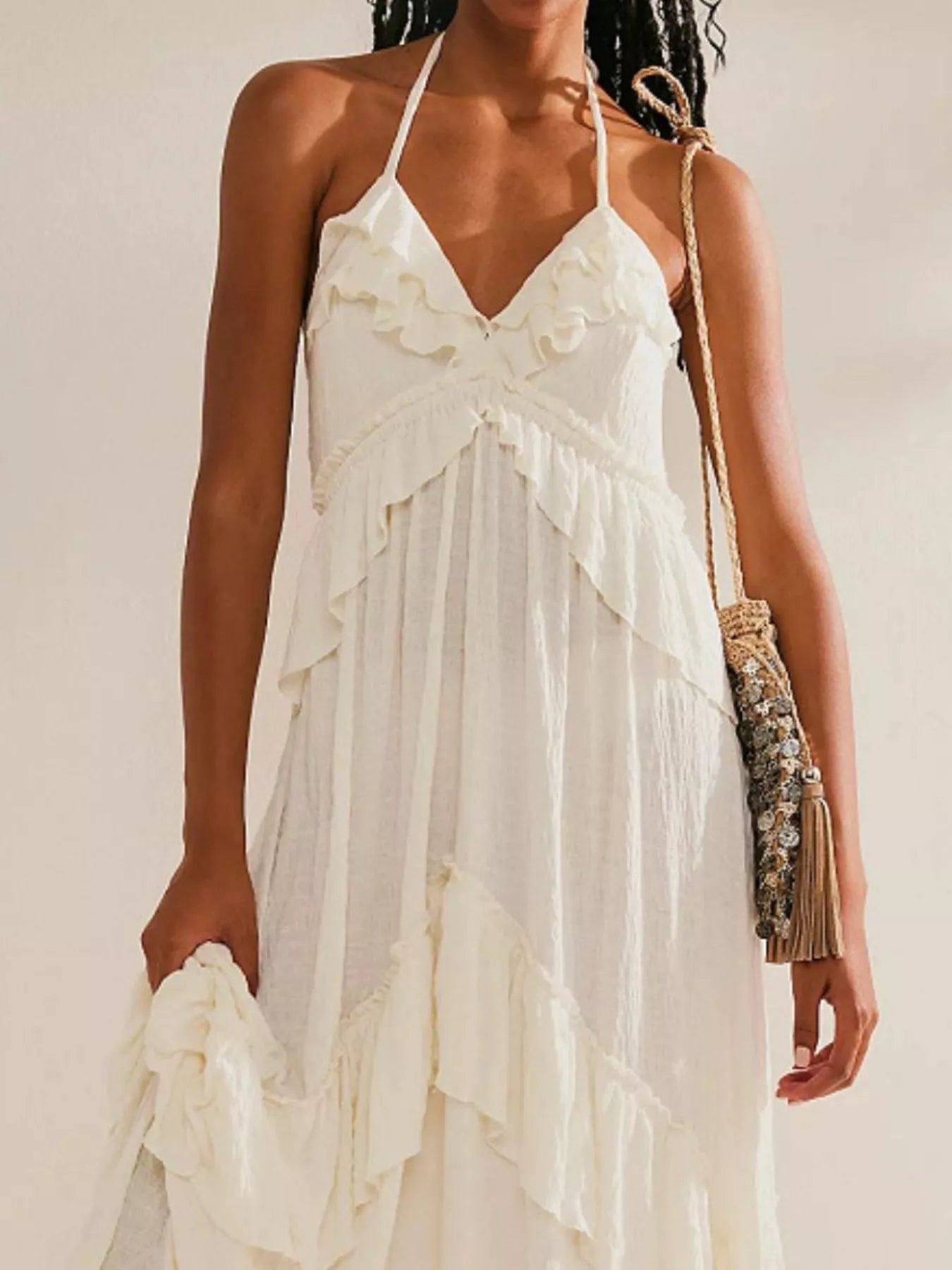 Arabella Ruffled Halter Maxi Dress