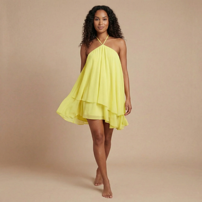 Adriana Backless Silk Mini Dress