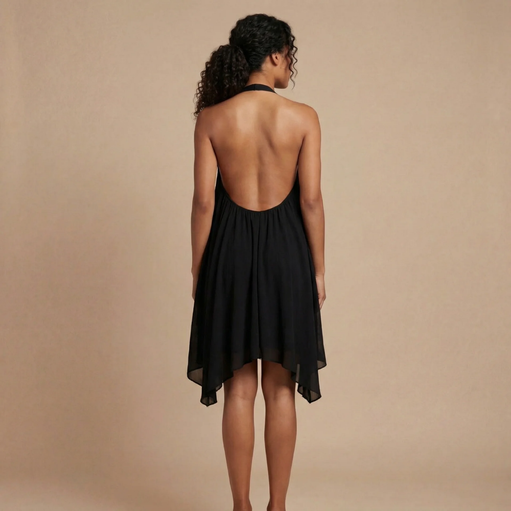 Adriana Backless Silk Mini Dress