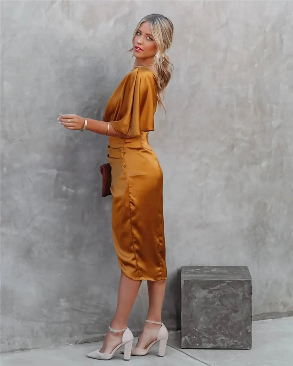 Elara Draped Midi Dress