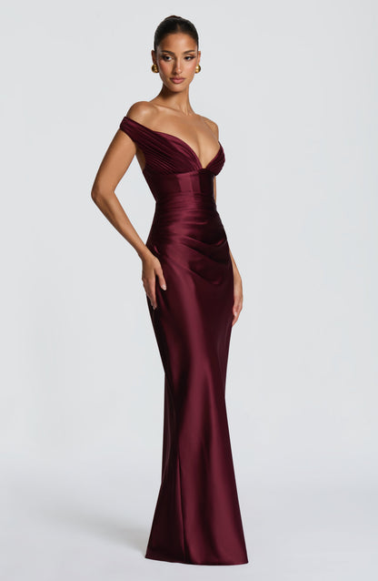 Aurelia Cherry Lacquer Maxi Dress