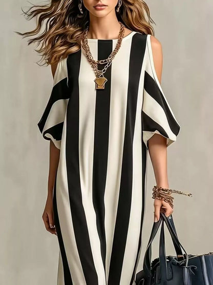 Isadora Striped Cold Shoulder Maxi Dress
