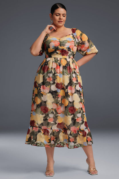 Valentina Draped Collar Floral Maxi Dress