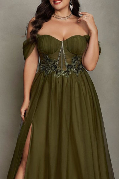 Valentina Off-Shoulder Maxi Dress in Sage