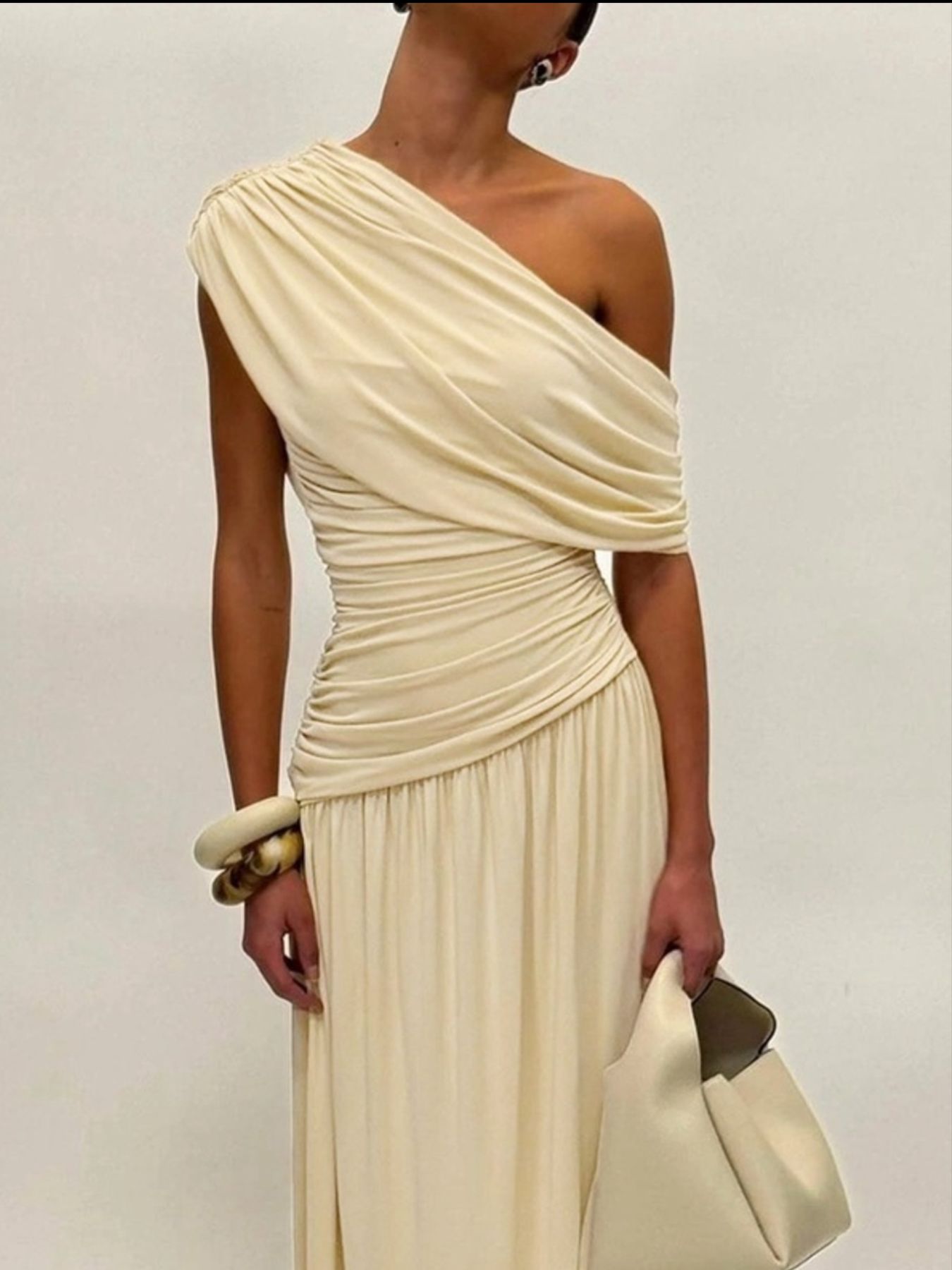 Ophelia One-Shoulder Ruched Maxi Dress
