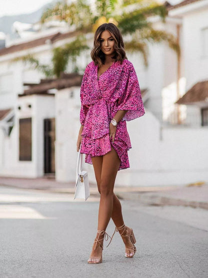 Margot Printed Surplice Mini Dress