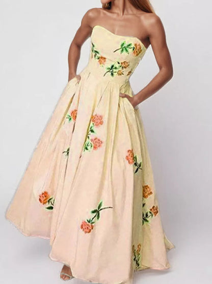 Margot Floral Tube Maxi Dress
