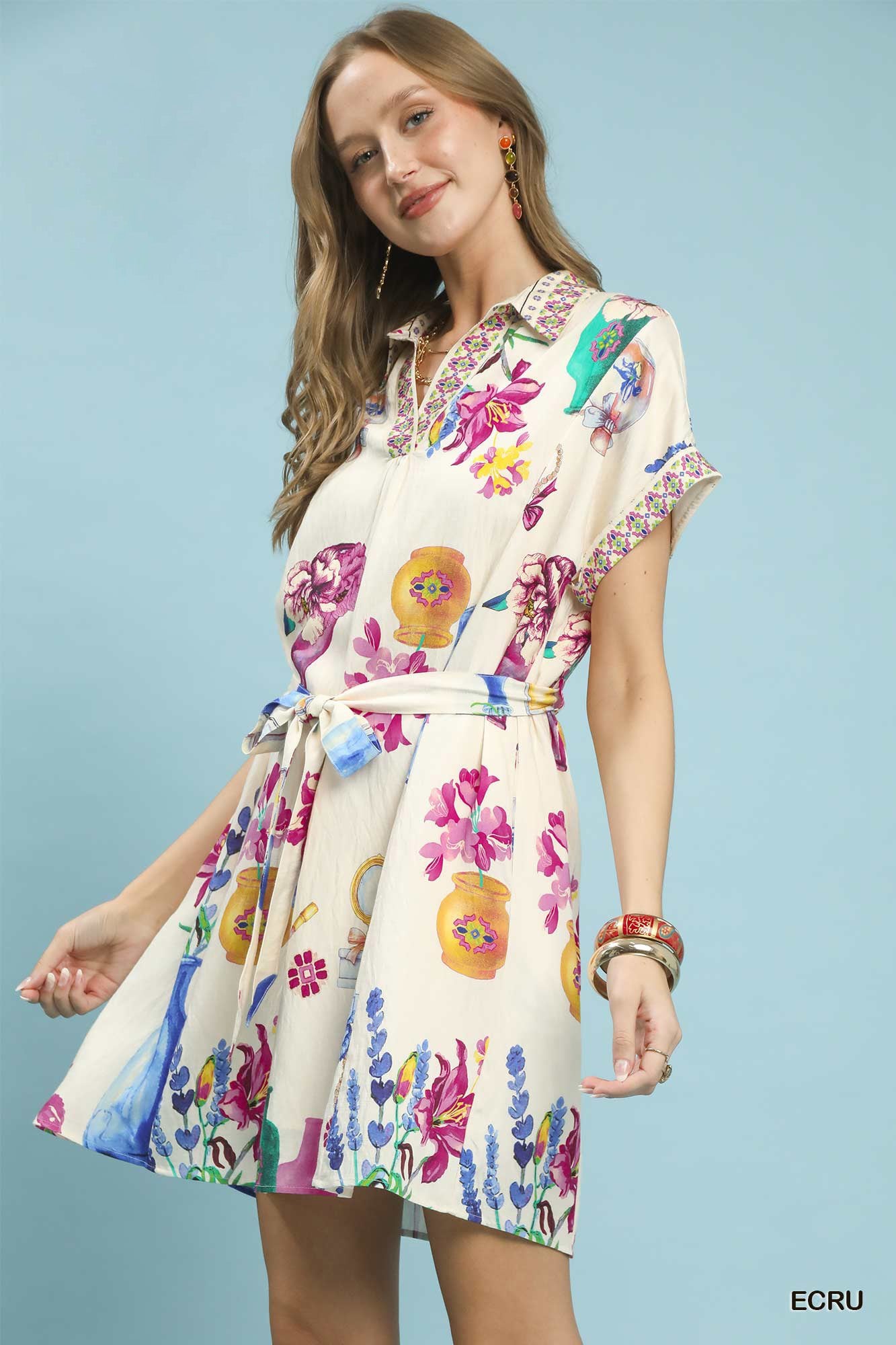Margot Floral Mini Dress with Belt