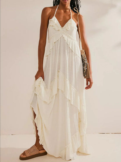 Arabella Ruffled Halter Maxi Dress