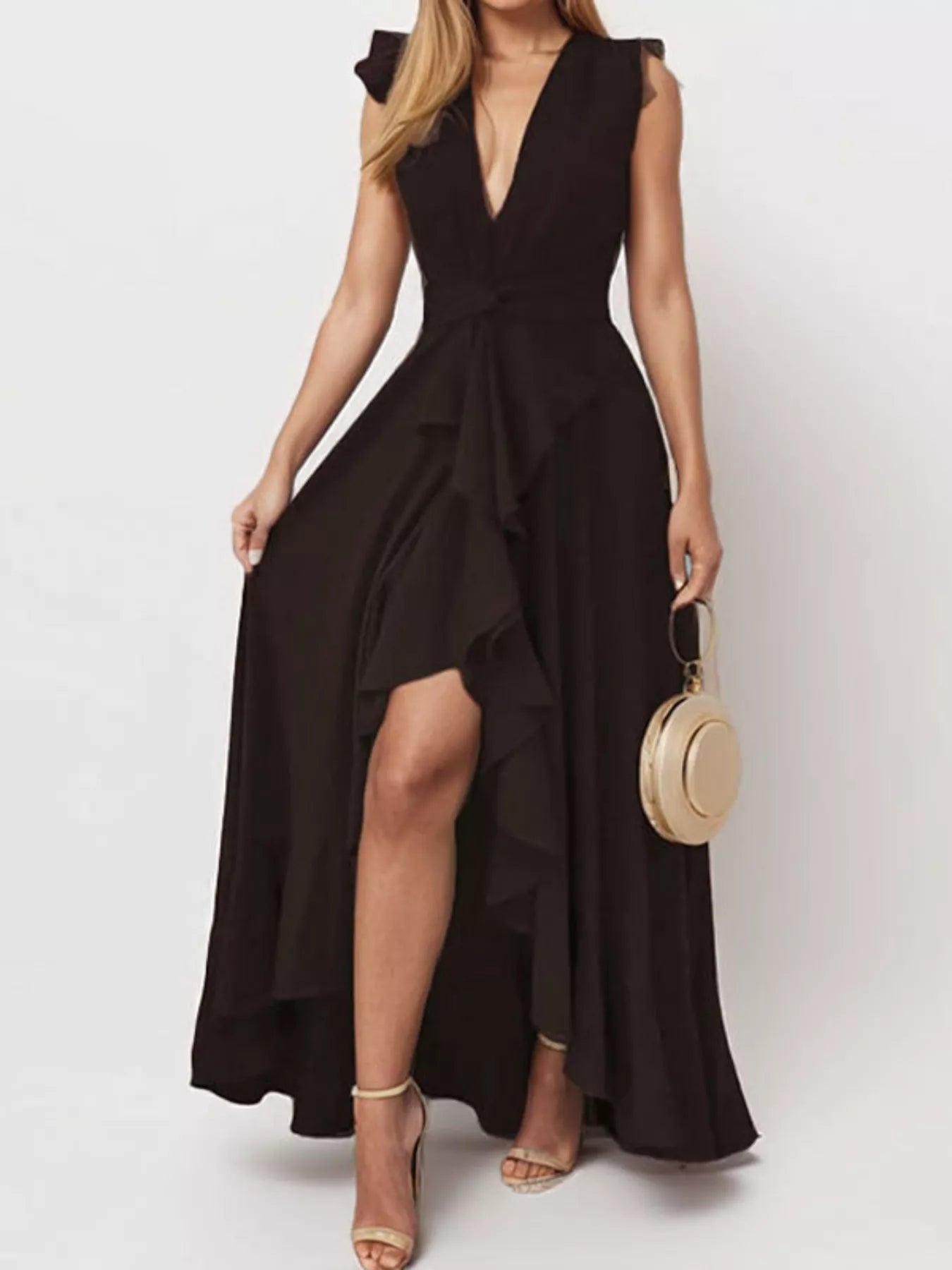 Ophelia Ruffled High-Low Maxi Dress