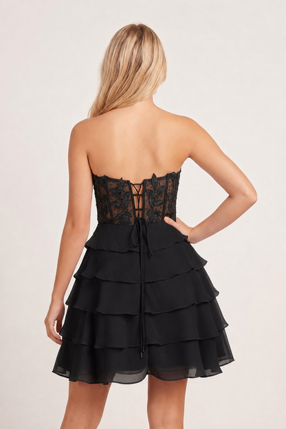 Delphine Tiered Corset Homecoming Dress