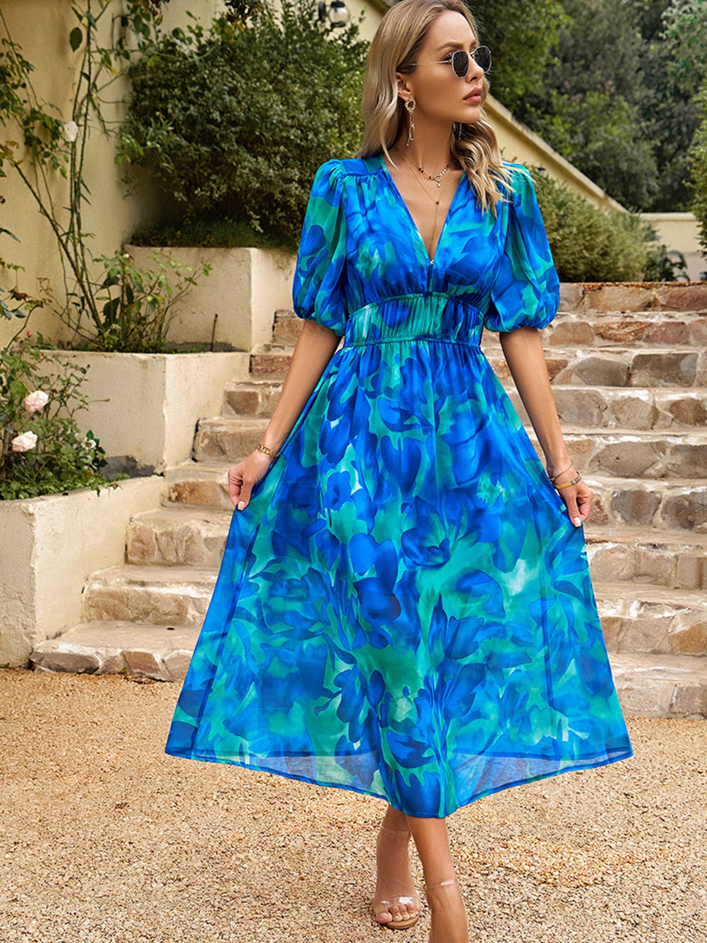 Margot V-Neck Crepe Midi Dress