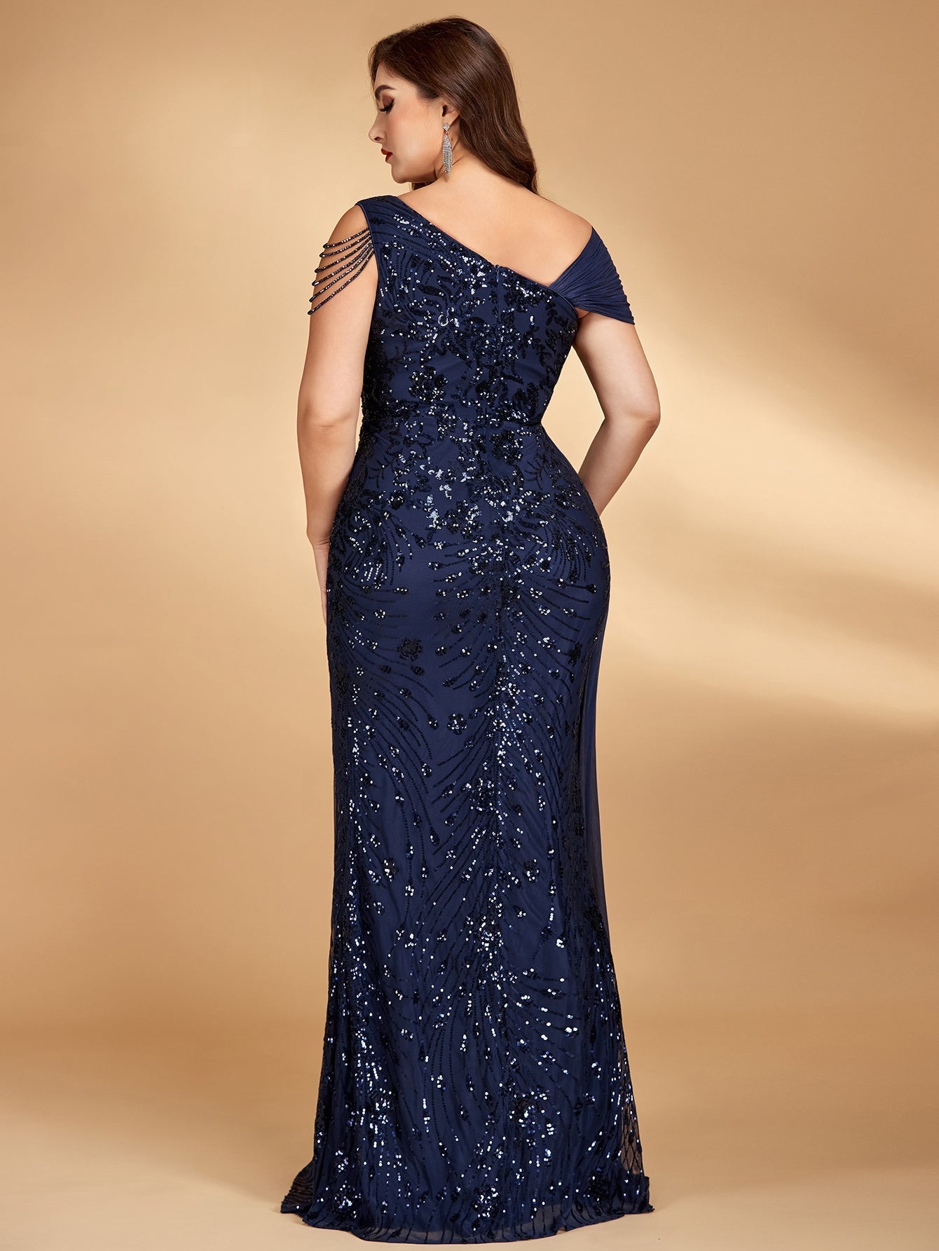 Celeste One-Shoulder Beaded Maxi Dress